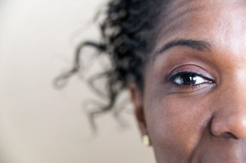 African American woman's eye